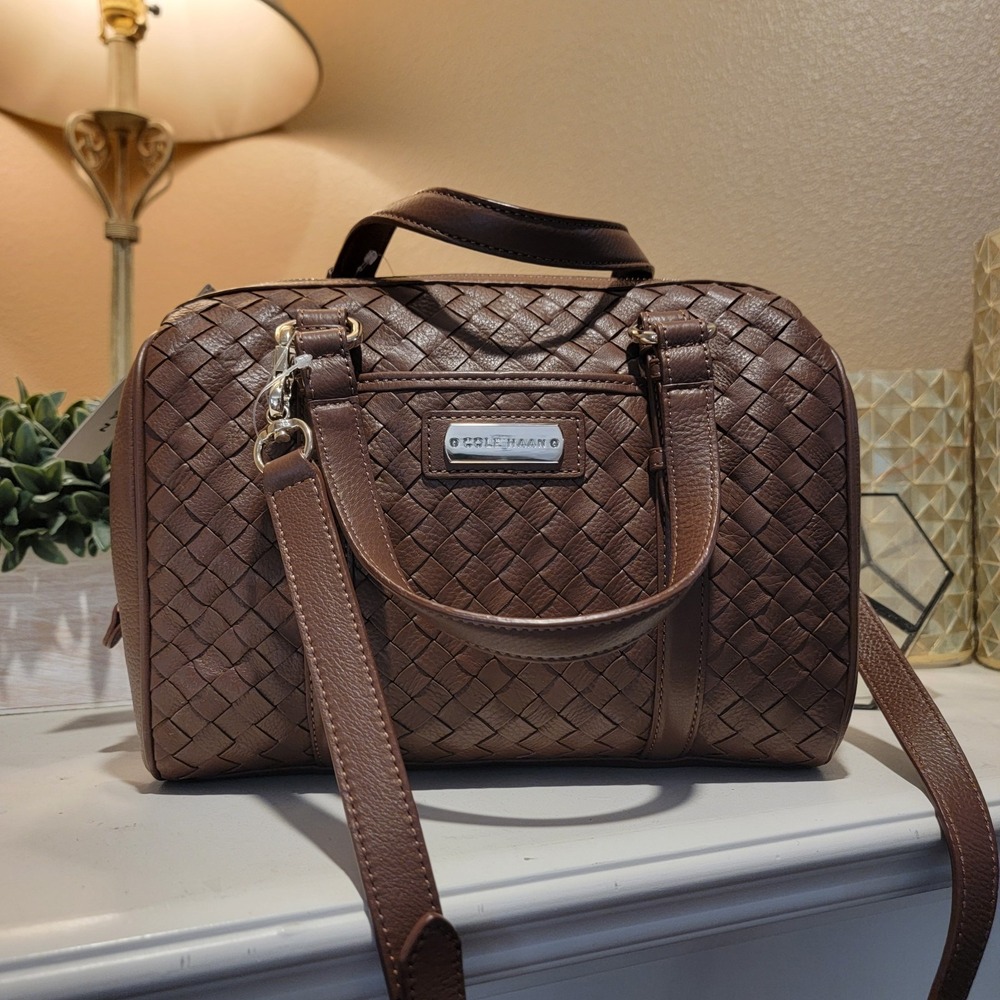 Cole Haan Women's Barrel Satchel Leather Handbag - Caramel Brown NWT